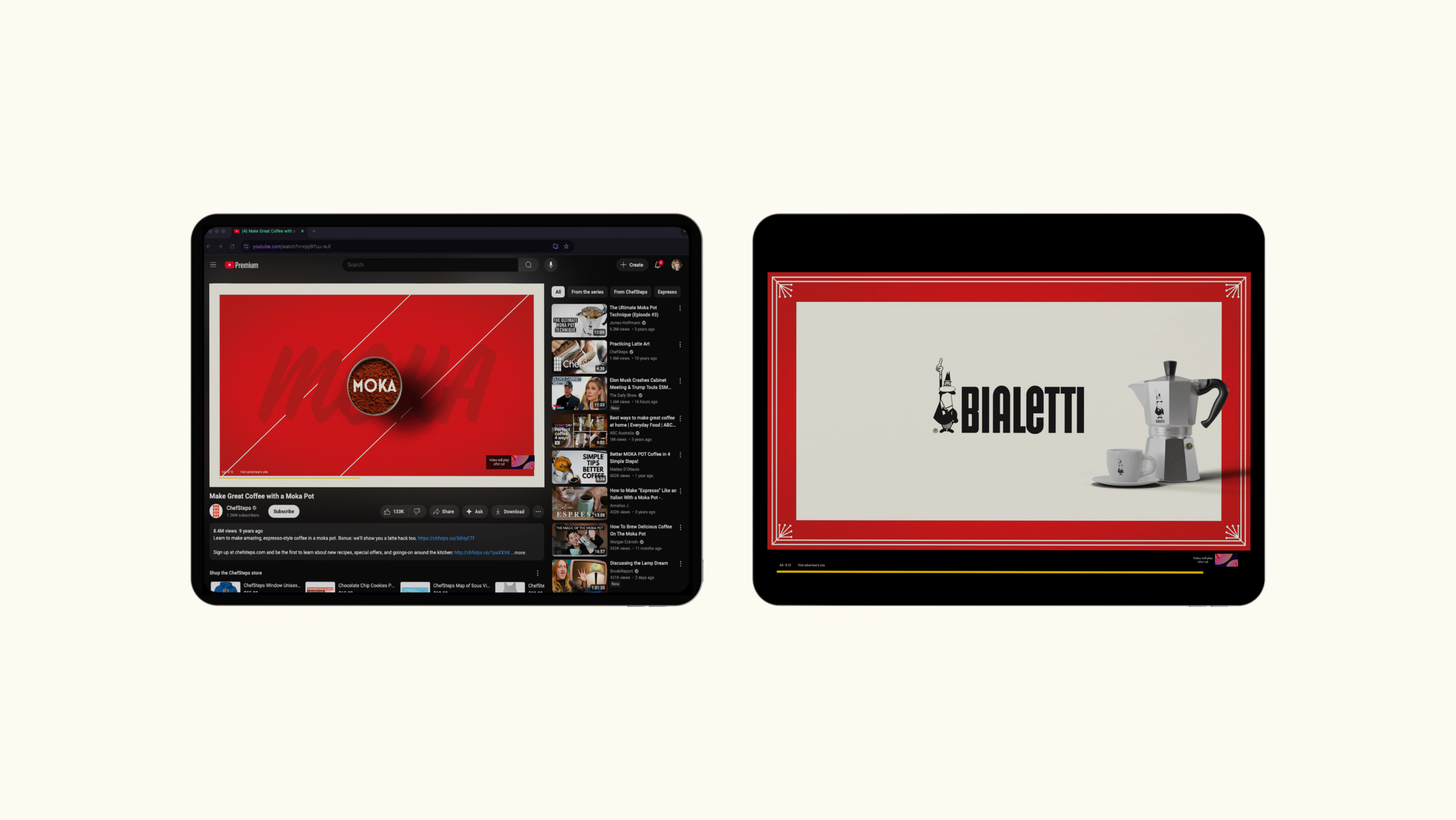 Bialetti YoutubeAd iPad Mockup
