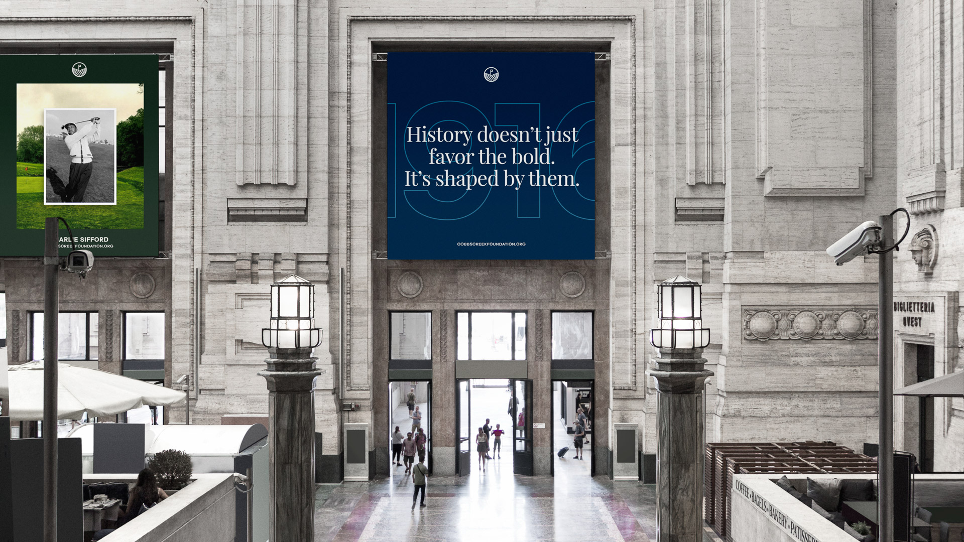 CCF CobbsCreek AdCampaign Billboard TrainStation History