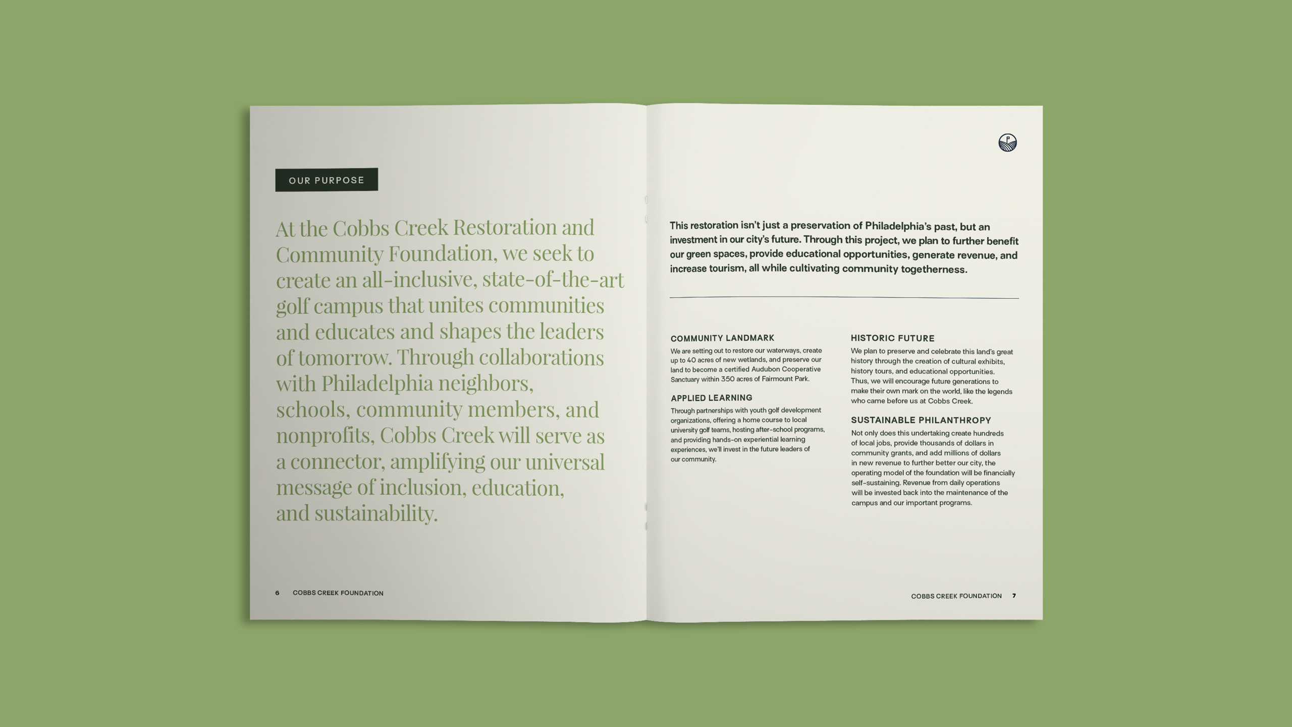 CCF CobbsCreek BrandConcept POC Brochure Spread